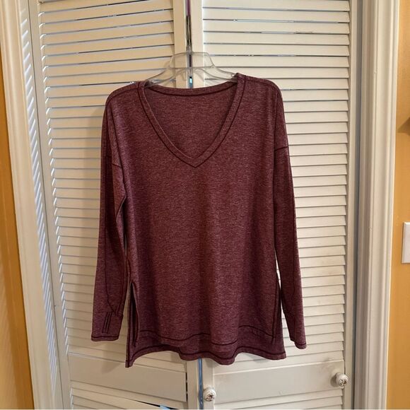 Women's V-Neck Athletic Maroon and white Top - Picture 2 of 10